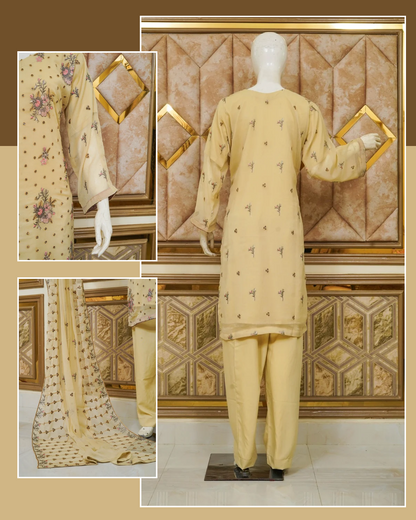 4pc - Stitched Embroidered Chiffon Luxury Suit