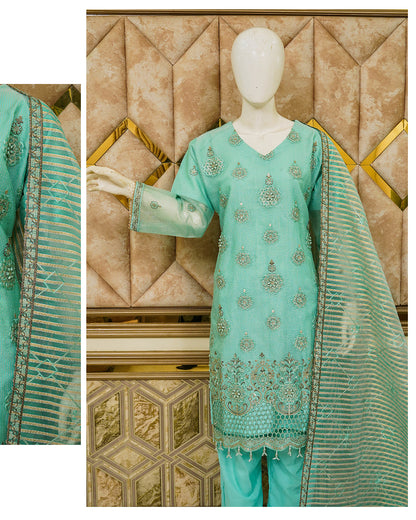 4pc - Stitched Embroidered Fancy Organza Luxury Suit