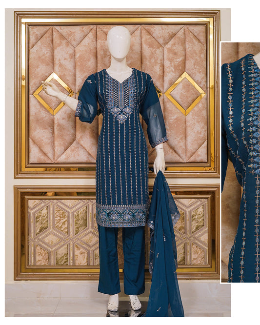 4pc - Stitched Embroidered Chiffon Luxury Suit