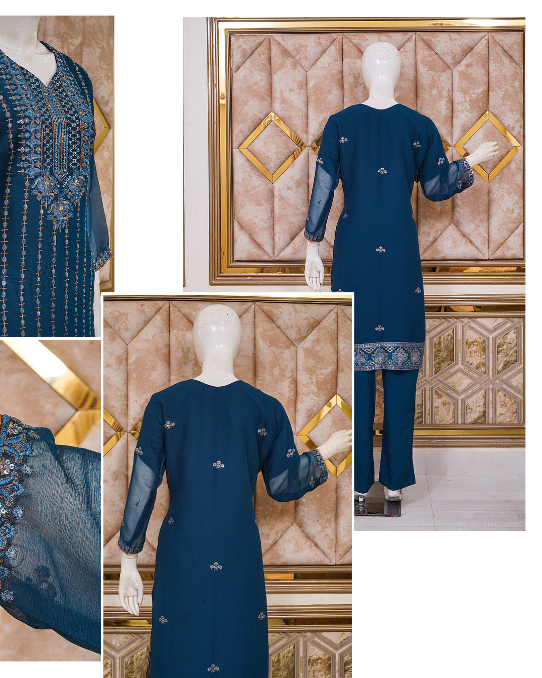 4pc - Stitched Embroidered Chiffon Luxury Suit