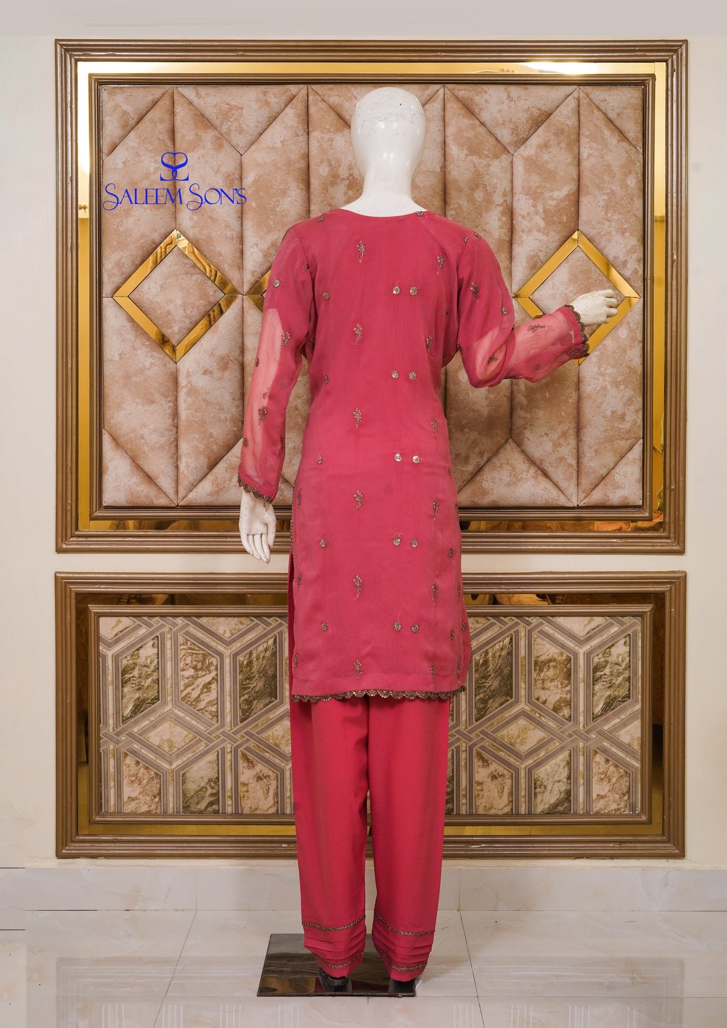 4pc - Stitched Embroidered Chiffon Luxury Suit