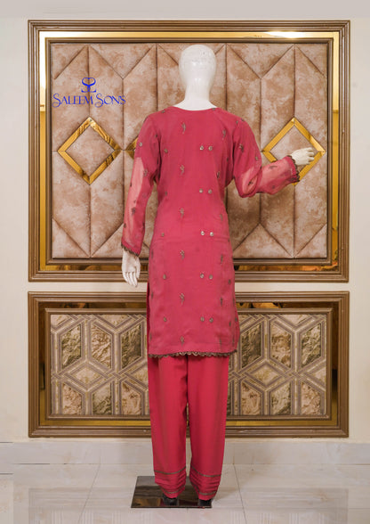 4pc - Stitched Embroidered Chiffon Luxury Suit