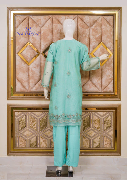 4pc - Stitched Embroidered Fancy Organza Luxury Suit