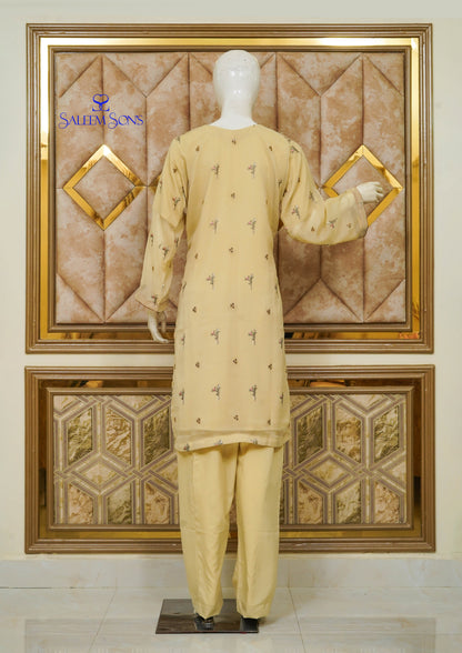 4pc - Stitched Embroidered Chiffon Luxury Suit