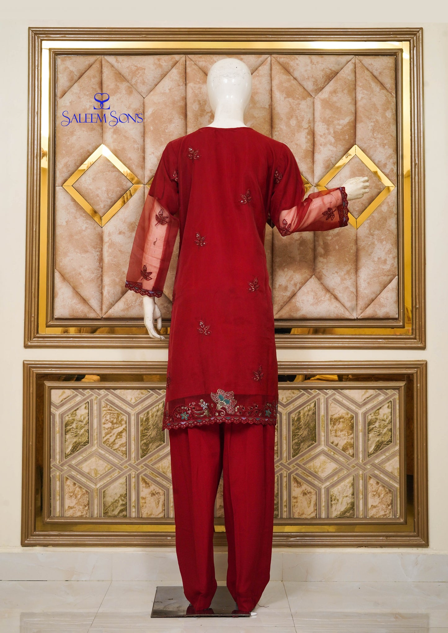 4PC - STITCHED EMBROIDERED ORGANZA LUXURY SUIT