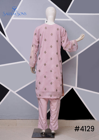 4pc - Stitched Embroidered Chiffon Luxury Suit