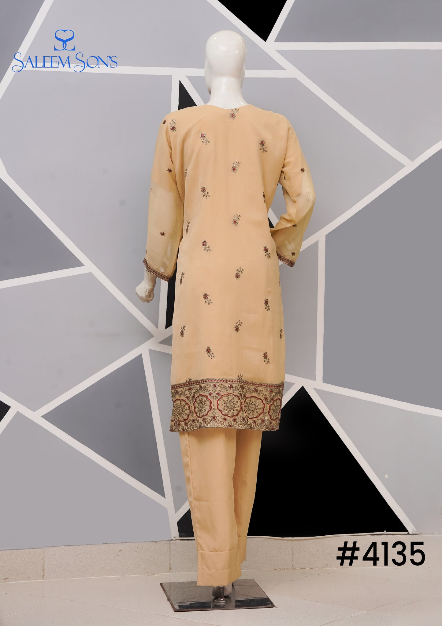 4pc - Stitched Embroidered Chiffon Luxury Suit