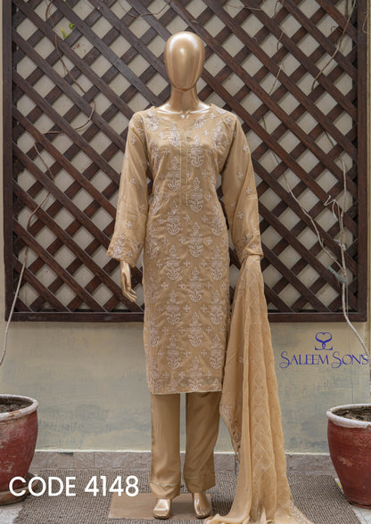 4pc - Stitched Embroidered Chiffon Luxury Suit