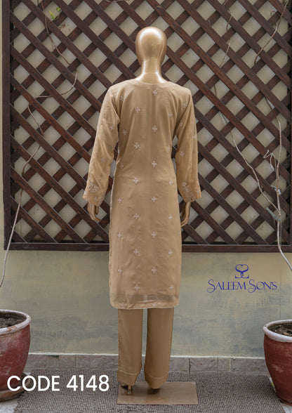 4pc - Stitched Embroidered Chiffon Luxury Suit