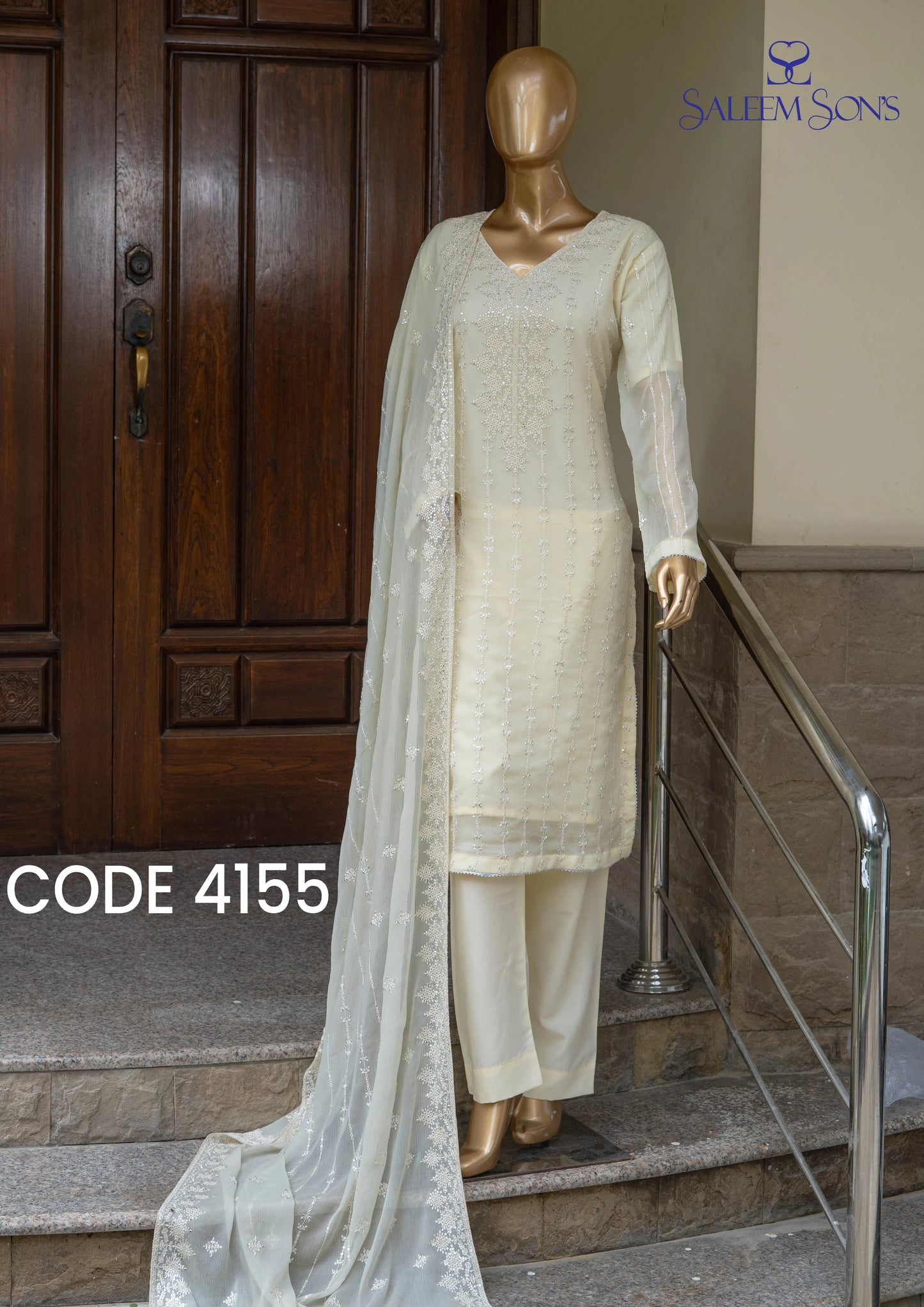 4pc - Stitched Embroidered Chiffon Luxury Suit