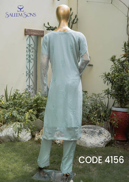 4pc - Stitched Embroidered Chiffon Luxury Suit