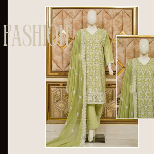 4pc - Stitched Embroidered Chiffon Luxury Suit