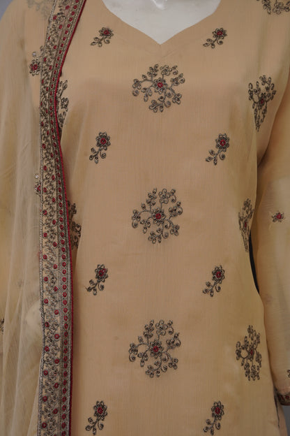 4pc - Stitched Embroidered Chiffon Luxury Suit