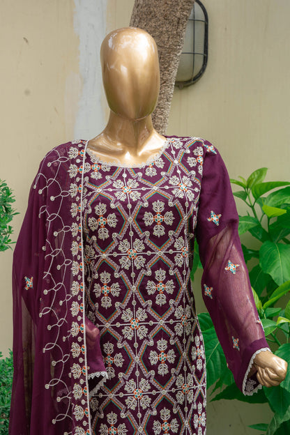 4pc - Stitched Embroidered Chiffon Luxury Suit