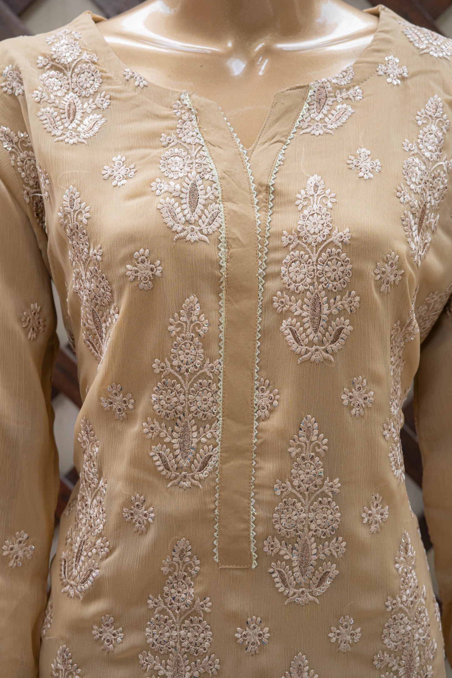 4pc - Stitched Embroidered Chiffon Luxury Suit