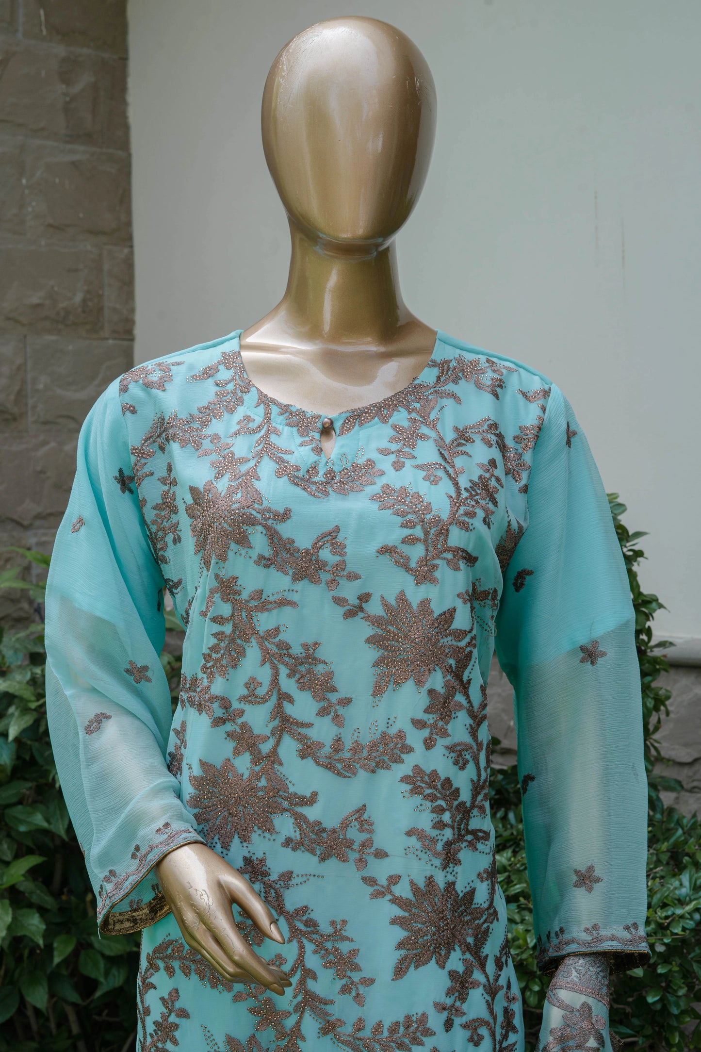 4pc - Stitched Embroidered Chiffon Luxury Suit