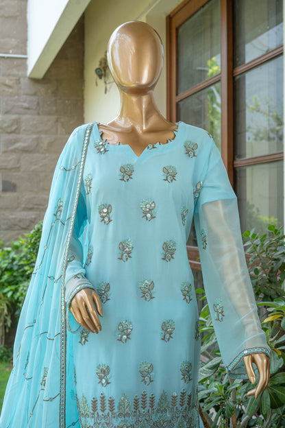 4pc - Stitched Embroidered Chiffon Luxury Suit