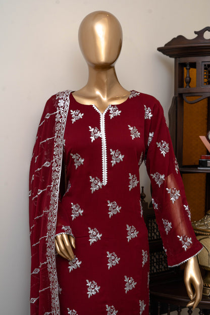 4pc - Stitched Embroidered Chiffon Luxury Suit