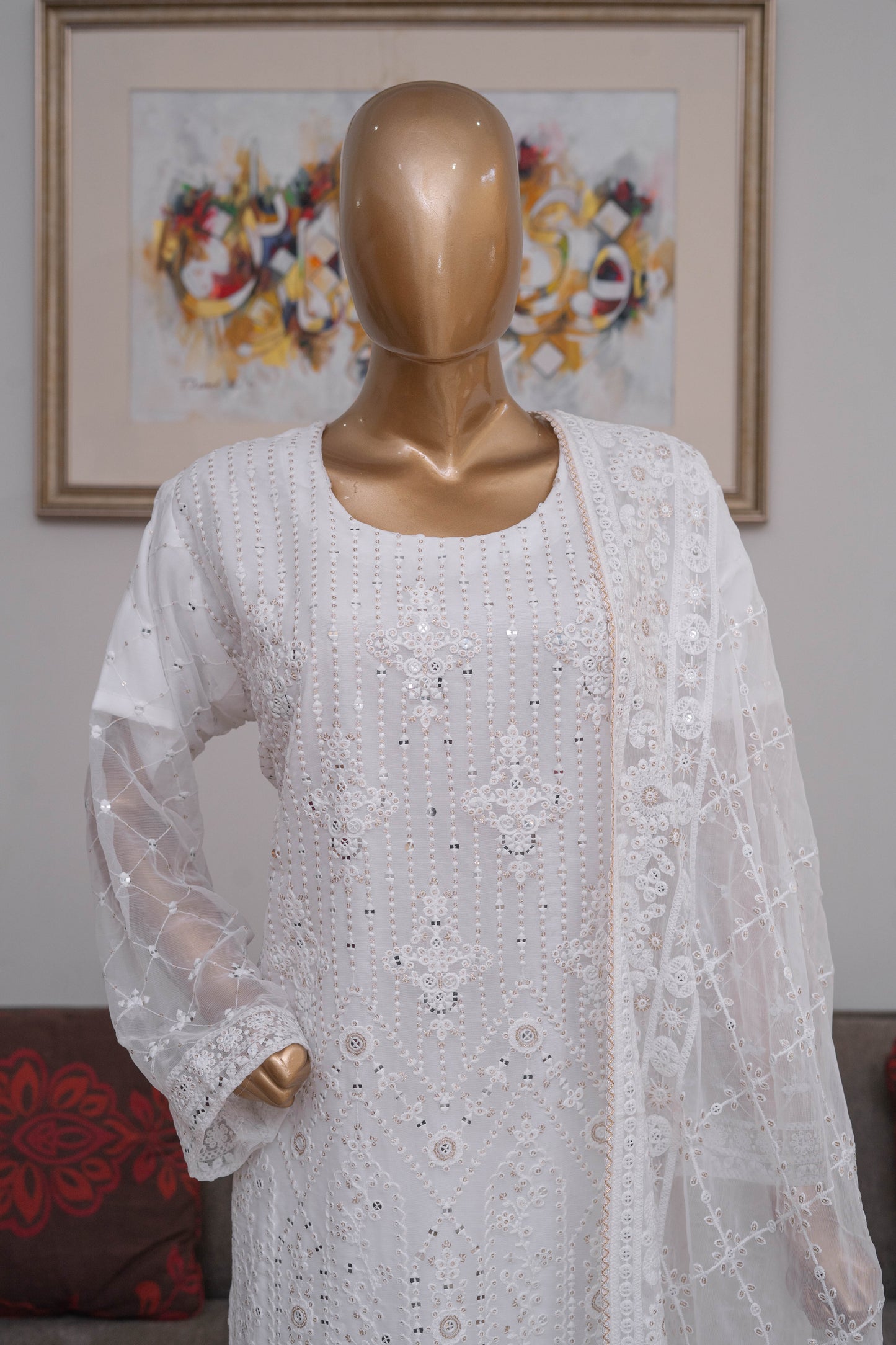 4pc - Stitched Embroidered Chiffon Luxury Suit