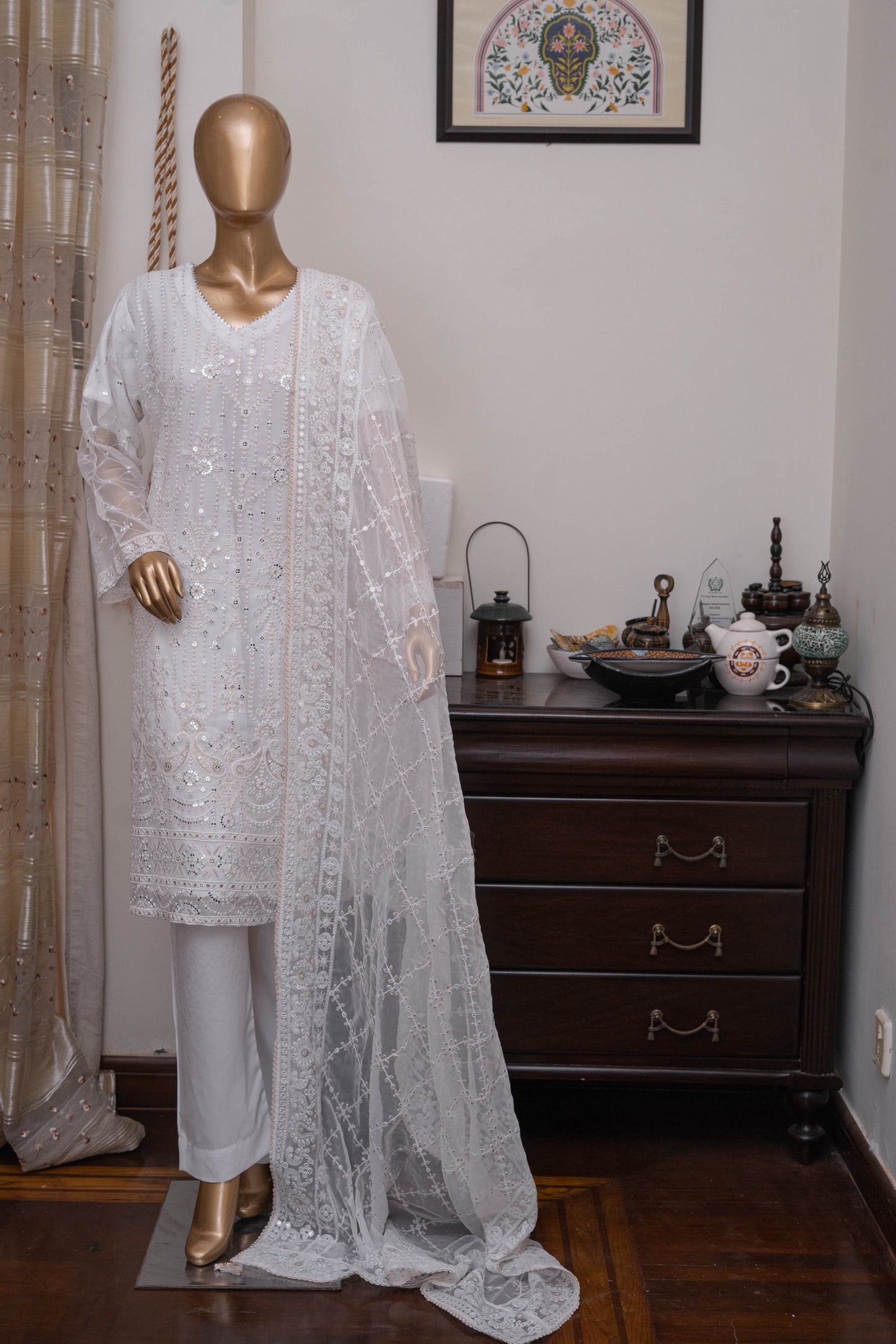 4pc - Stitched Embroidered Chiffon Luxury Suit