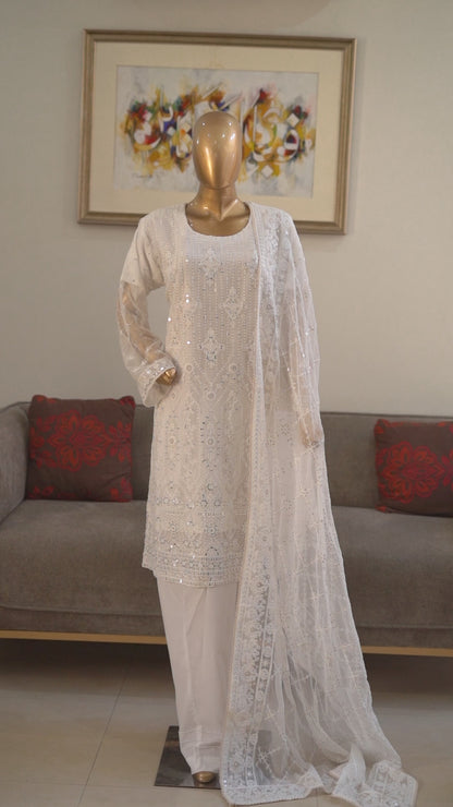 4pc - Stitched Embroidered Chiffon Luxury Suit