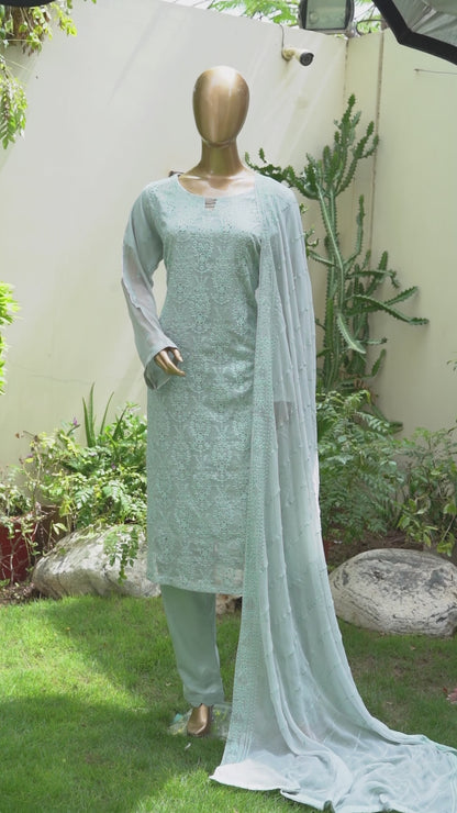 4pc - Stitched Embroidered Chiffon Luxury Suit