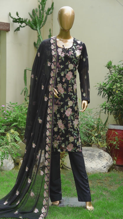 4pc - Stitched Embroidered Chiffon Luxury Suit