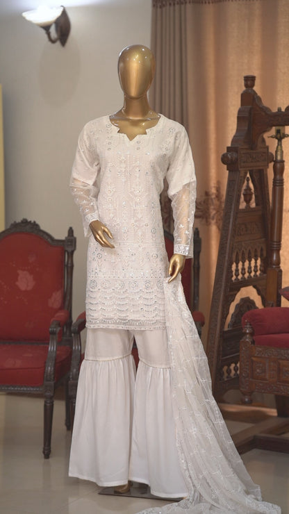 4pc - Stitched Embroidered Chiffon Luxury Suit