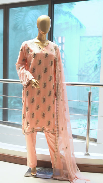 4pc - Stitched Embroidered Chiffon Luxury Suit