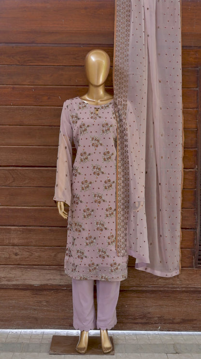 4pc - Stitched Embroidered Chiffon Luxury Suit