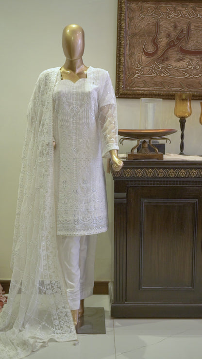 4pc - Stitched Embroidered Chiffon Luxury Suit