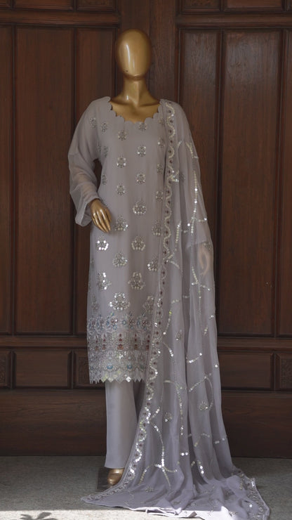 4pc - Stitched Embroidered Chiffon Luxury Suit