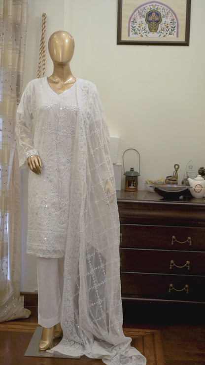 4pc - Stitched Embroidered Chiffon Luxury Suit